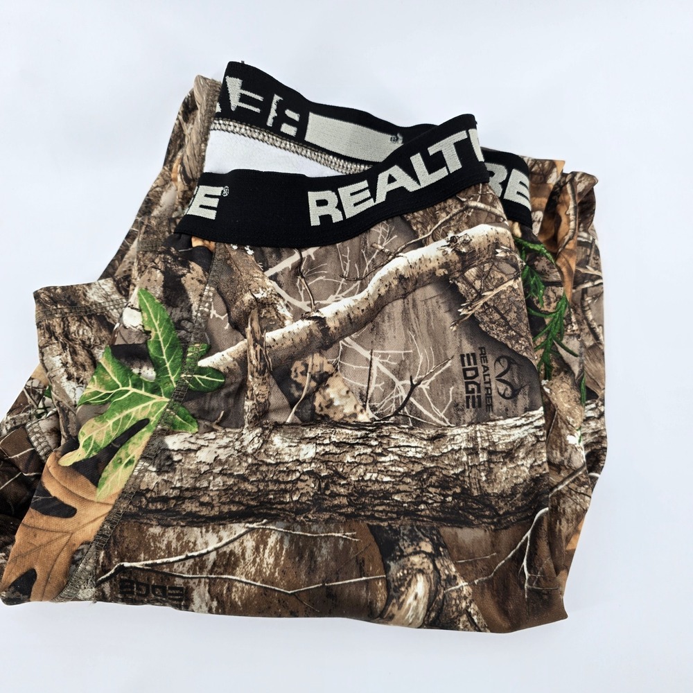 Realtree Thermal Base Layer Men Camouflage Edge Print Brown M‎